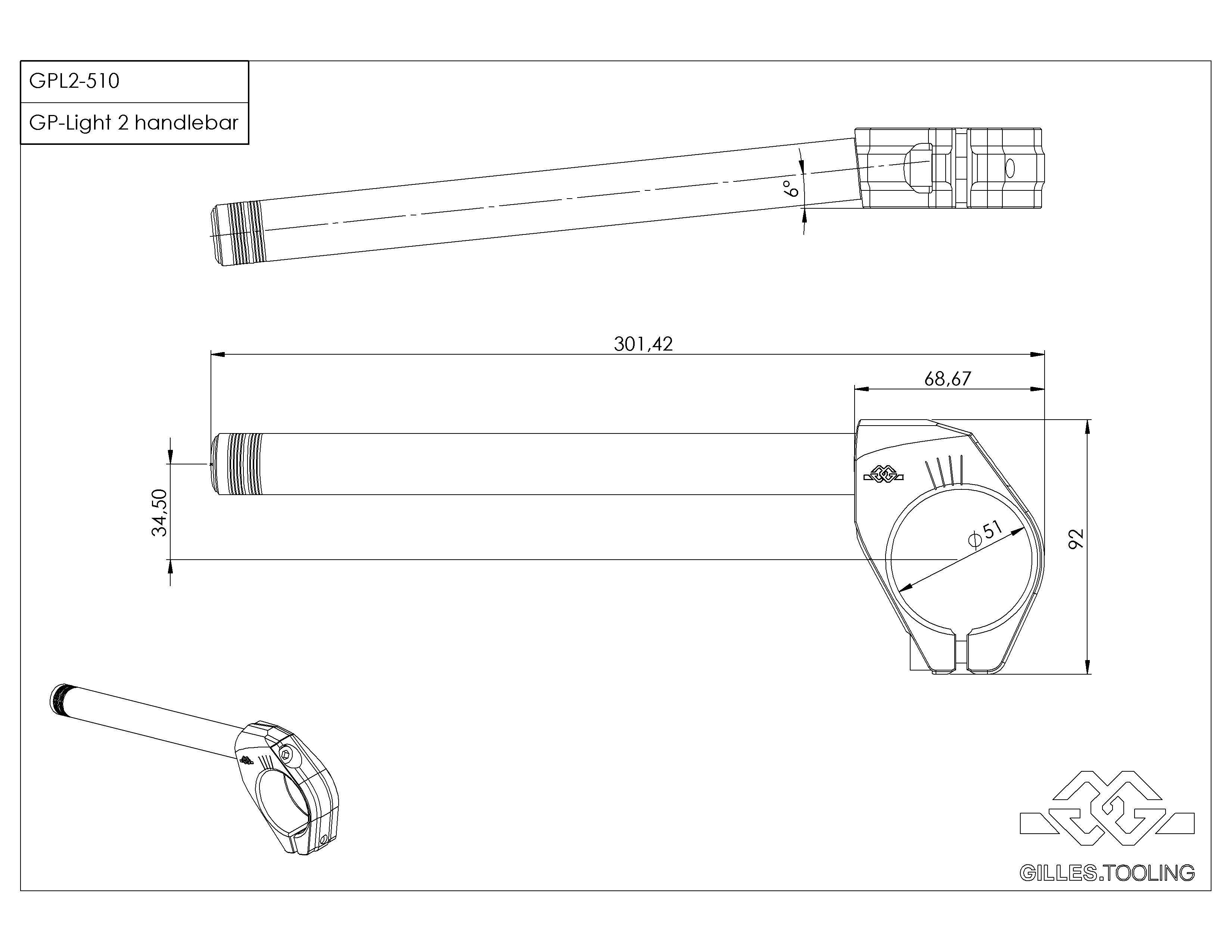 Lenker GP-LIGHT 2 510 schwarz